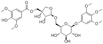 CAS # 1014974-98-1, 5''-O-Syringoylkelampayoside A, 3,4,5-Trimethoxyphenyl 6-O-[5-O-(4-hydroxy-3,5-dimethoxybenzoyl)-D-apio-beta-D-furanosyl]-beta-D-glucopyranoside