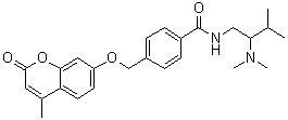 CAS # 1016036-76-2, N-[2-(Dimethylamino)-3-methylbutyl]-4-[[(4-methyl-2-oxo-2H-1-benzopyran-7-yl)oxy]methyl]benzamide