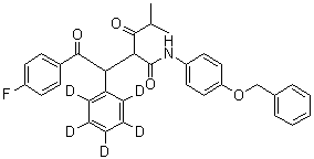 CAS 登录号：1020719-44-1, 4-氟-alpha-(2-甲基-1-氧代丙基)-gamma-氧代-beta-(苯基-2,3,4,5,6-d<sub>5</sub>)-N-[4-(苯基甲氧基)苯基]苯丁酰胺