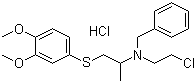 CAS 登录号：102166-62-1, N-(2-氯乙基)-N-[2-(3,4-二甲氧基苯硫基)-1-甲基乙基]苯甲胺盐酸盐