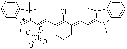 structure of CAS# 102185-03-5, 2-(2-[2-Chloro-3-([1,3-dihydro-1,3,3-trimethyl-2H-indol-2-ylidene]ethylidene)-1-cyclohexen-1-yl]ethenyl)-1,3,3-trimethylindolium perchlorate