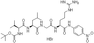 CAS 登录号：102601-23-0, N-叔丁氧羰基-L-缬氨酰基-L-亮氨酰甘氨酰基-N-(4-硝基苯基)-L-精氨酰胺单氢溴酸盐