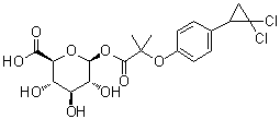 CAS # 102623-15-4, Ciprofibrate glucuronide, 1-[2-[4-(2,2-Dichlorocyclopropyl)phenoxy]-2-methylpropanoate] beta-D-glucopyranuronic acid