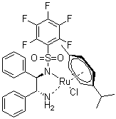 structure of CAS# 1026995-71-0, Chloro[[(1R,2R)-(-)-2-amino-1,2-diphenylethyl](pentafluorophenylsulfonyl)amido](p-cymene)ruthenium(II)