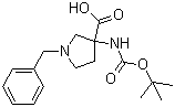 structure of CAS# 1027511-74-5, 3-[(叔丁氧羰基)氨基]-1-(苯基甲基)-3-吡咯烷羧酸