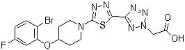 structure of CAS# 1030612-87-3, 5-[5-[4-(2-溴-5-氟苯氧基)-1-哌啶基]-1,3,4-噻二唑-2-基]-2H-四唑-2-乙酸