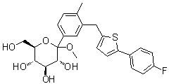 structure of CAS# 1030825-21-8, 甲基 1-C-[3-[[5-(4-氟苯基)-2-噻吩基]甲基]-4-甲基苯基]-D-吡喃葡萄糖苷