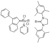 structure of CAS# 1031262-76-6, [1,3-双(2,4,6-三甲基苯基)-2-咪唑烷亚基](3-苯基-1H-茚-1-亚基)(吡啶基)二氯化钌
