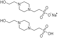 structure of CAS# 103404-87-1, 4-(2-Hydroxyethyl)piperazine-1-ethanesulfonic acid hemisodium salt