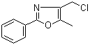 CAS # 103788-61-0, 4-(Chloromethyl)-5-methyl-2-phenyl-1,3-oxazole, 4-Chloromethyl-2-phenyl-5-methyloxazole, 4-Chloromethyl-5-methyl-2-phenyloxazole, 5-Methyl-2-phenyl-4-(chloromethyl)oxazole, [5-Methyl-2-phenyloxazol-4-yl]methyl chloride
