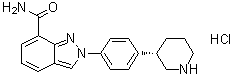CAS # 1038915-64-8, Niraparib, 2-[4-(3S)-3-Piperidinylphenyl]-2H-indazole-7-carboxamide hydrochloride (1:1), MK 4827