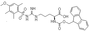 CAS # 103897-66-1, N2-[(9H-Fluoren-9-ylmethoxy)carbonyl]-N5-[imino[[(4-methoxy-2,3,5-trimethylphenyl)sulfonyl]amino]methyl]-L-ornithine