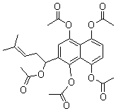 CAS 登录号：103946-64-1, 2-[1-(乙酰氧基)-4-甲基-3-戊烯-1-基]-1,4,5,8-萘四醇四乙酸酯