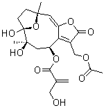 CAS # 103994-39-4, 2-(Hydroxymethyl)-2-propenoic acid (4S,6R,7S,10R)-3-[(acetyloxy)methyl]-2,4,5,6,7,8,9,10-octahydro-6,7-dihydroxy-6,10-dimethyl-2-oxo-7,10-epoxy(11E)-cyclodeca[b]furan-4-yl ester