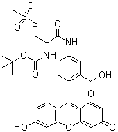 CAS # 1042688-20-9, 2-[(tert-Butoxycarbonyl)amino]-2-[(5-fluoresceinyl)aminocarbonyl]ethyl methanethiosulfonate
