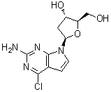 structure of CAS# 104291-17-0, 4-氯-7-(2-脱氧-beta-D-赤式-呋喃戊糖基)-7H-吡咯并[2,3-d]嘧啶-2-胺
