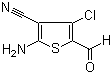 structure of CAS# 104366-23-6, 2-Amino-3-cyano-4-chlorothiophene-5-carboxaldehyde