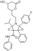 CAS 登录号：1046118-40-4, 4-(4-氟苯基)-6-(1-甲基乙基)-N,2-二苯基-5-[2-(四氢-4-羟基-6-氧代-2H-吡喃-2-基)乙基]-3,7-二氧杂-5-氮杂三环[4.1.0.0(2,4)]庚烷-1-甲酰胺