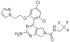 CAS 登录号：1046859-34-0, PF 4942847, 2-氨基-4-[2,4-二氯-6-[2-(1H-吡唑-1-基)乙氧基]苯基]-5,7-二氢-N-(2,2,2-三氟乙基)-6H-吡咯并[3,4-d]嘧啶-6-甲酰胺