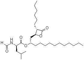 CAS 登录号：104872-28-8, N-甲酰基-D-亮氨酸 (1S)-1-[[(2S,3S)-3-己基-4-氧代-2-氧杂环丁基]甲基]十二烷基酯