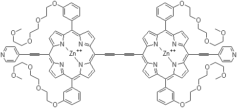 CAS # 1051971-75-5, Di(4-pyridylethinyl) zinc bis[3-[2-[2-(2-methoxyethoxy)ethoxy]ethoxy]phenyl]porphyrin-ethinyl dimer