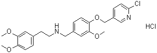 structure of CAS# 1052532-15-6, N-[[4-[(6-氯-3-吡啶基)甲氧基]-3-甲氧基苯基]甲基]-3,4-二甲氧基苯乙胺盐酸盐