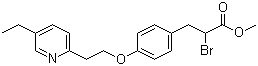 structure of CAS# 105355-25-7, Methyl 2-bromo-3-[4-[2-(5-ethyl-2-pyridyl)ethoxy]phenyl]propionate