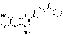 structure of CAS# 105356-90-9, [4-(4-氨基-7-羟基-6-甲氧基-2-喹唑啉基)-1-哌嗪基](四氢-2-呋喃基)甲酮