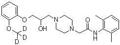 CAS 登录号：1054624-77-9, N-(2,6-二甲基苯基)-4-[2-羟基-3-[2-(三氘甲基)苯氧基]丙基]-1-哌嗪乙酰胺