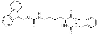 structure of CAS# 105751-18-6, N6-[(9H-Fluoren-9-ylmethoxy)carbonyl]-N2-[(phenylmethoxy)carbonyl]-L-lysine