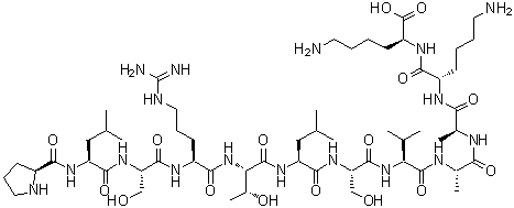 CAS 登录号：105802-84-4, L-脯氨酰-L-亮氨酰-L-丝氨酰-L-精氨酰-L-苏氨酰-L-亮氨酰-L-丝氨酰-L-缬氨酰-L-丙氨酰-L-丙氨酰-L-赖氨酰-L-赖氨酸