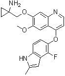 CAS # 1058156-90-3, 1-[[[4-[(4-Fluoro-2-methyl-1H-indol-5-yl)oxy]-6-methoxy-7-quinolinyl]oxy]methyl]cyclopropanamine
