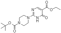 structure of CAS# 1065074-31-8, 2-[4-[(1,1-Dimethylethoxy)carbonyl]-1-piperazinyl]-1,6-dihydro-6-oxo-5-pyrimidinecarboxylic acid ethyl ester