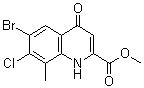structure of CAS# 1065074-46-5, 6-Bromo-7-chloro-1,4-dihydro-8-methyl-4-oxo-2-quinolinecarboxylic acid methyl ester