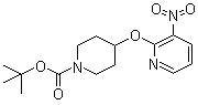 structure of CAS# 1065484-06-1, 4-[(3-Nitro-2-pyridinyl)oxy]-1-piperidinecarboxylic acid tert-butyl ester