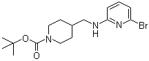 structure of CAS# 1065484-37-8, 4-[[(6-溴-2-吡啶基)氨基]甲基]-1-哌啶甲酸叔丁酯