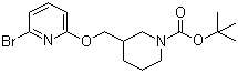 structure of CAS# 1065484-40-3, 3-[[(6-Bromo-2-pyridinyl)oxy]methyl]-1-piperidinecarboxylic acid tert-butyl ester