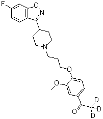 CAS # 1071168-82-5, 1-[4-[3-[4-(6-Fluoro-1,2-benzisoxazol-3-yl)-1-piperidinyl]propoxy]-3-methoxyphenyl]ethanone-2,2,2-d<sub>3</sub>