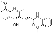 structure of CAS# 1072944-93-4, (2E)-3-(4-Hydroxy-8-methoxy-2-methyl-3-quinolinyl)-N-(2-methoxyphenyl)-2-butenamide