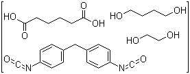 CAS # 107592-09-6 (65916-86-1), 1,4-Butanediol-4,4'-diphenylmethane diisocyanate-poly(ethylene adipate) polymer, 1,4-Butanediol-diphenylmethane 4,4'-diisocyanate-polyethylene adipate glycol copolymer