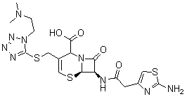 CAS # 108118-38-3, [6R-(6alpha,7beta)]-7-[[(2-Amino-4-thiazolyl)acetyl]amino]-3-[[[1-[2-(dimethylamino)ethyl]-1H-tetrazol-5-yl]thio]methyl]-8-oxo-5-thia-1-azabicyclo[4.2.0]oct-3-ene-2-carboxylic acid