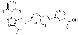 CAS # 1089660-72-9, 3-[(1E)-2-[2-Chloro-4-[[3-(2,6-dichlorophenyl)-5-(1-methylethyl)-4-isoxazolyl]methoxy]phenyl]ethenyl]benzoic acid