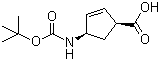structure of CAS# 108999-93-5, (1R,4S)-N-叔丁氧羰基-1-氨基环戊-2-烯-4-甲酸