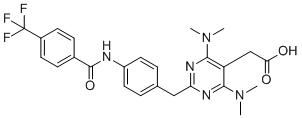 structure of CAS# 1093108-50-9, 2-[4,6-双(二甲基氨基)-2-[[4-[[4-(三氟甲基)苯甲酰基]氨基]苯基]甲基]嘧啶-5-基]乙酸