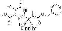 CAS 登录号：1100750-73-9, 2-[2-(苄氧基羰基氨基)-(1,3-D6-丙烷)-2-基]-5-羟基-6-氧代-1,6-二氢嘧啶-4-甲酸甲酯