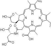 CAS # 110230-98-3, Talaporfin, N-[2-[(7S,8S)-3-Carboxy-7-(2-carboxyethyl)-13-ethenyl-18-ethyl-7,8-dihydro-2,8,12,17-tetramethyl-21H,23H-porphin-5-yl]acetyl]-L-aspartic acid