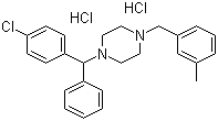 CAS # 1104-22-9, Meclizine dihydrochloride, 1-[(4-Chlorophenyl)-phenylmethyl]-4-[(3-methylphenyl)methyl]piperazine dihydrochloride
