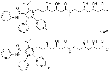 CAS 登录号：1105067-87-5, (3R,5R)-7-[[(3R,5R)-7-[2-(4-氟苯基)-5-(1-甲基乙基)-3-苯基-4-[(苯基氨基)羰基]-1H-吡咯-1-基]-3,5-二羟基-1-氧代庚基]氨基]-3,5-二羟基庚酸钙