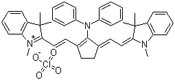CAS # 110992-57-9, 2-((E)-2-(2-(Diphenylamino)-3-[(E)-2-(1,3,3-trimethyl-1,3-dihydro-2H-indol-2-ylidene)ethylidene]-1-cyclopenten-1-yl)ethenyl)-1,3,3-trimethyl-3H-indolium perchlorate