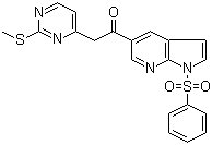 structure of CAS# 1111638-52-8, 2-[2-(Methylthio)pyrimidin-4-yl]-1-[1-(phenylsulfonyl)-1H-pyrrolo[2,3-b]pyridin-5-yl]ethanone